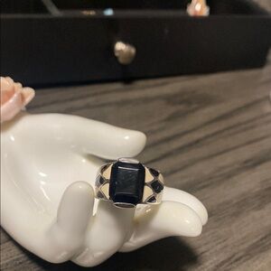 Black & White Sterling Silver Modern Tech Ring!!